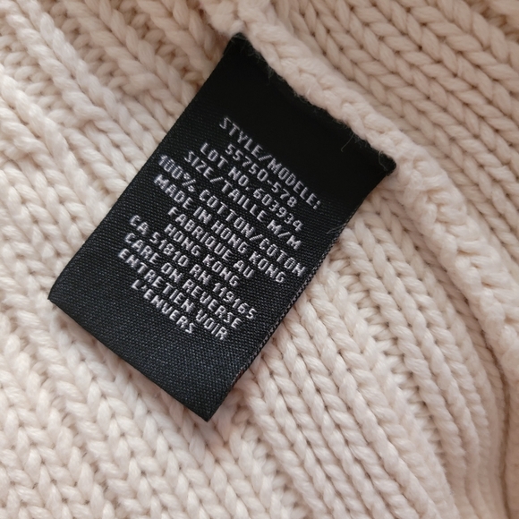 100% Cotton Heavy Knit Sweater Jacket | Cardigan | Ivory Colored | Bell Sleeves - Picture 9 of 11